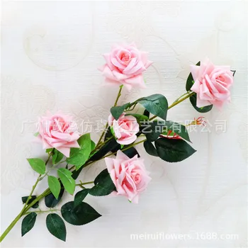 

New Style 5 Head Fleece Angle Rose High Branch Artificial Rose Home Floor Placed Imitation Flowers Artificial Flower Silk Flower