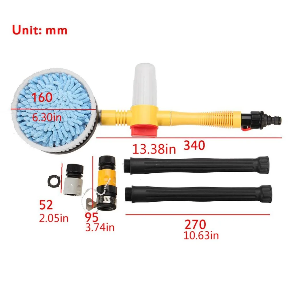 Automatic Car Foam Brush Wash Professional Spray Foam Rotating Brush Portable Auto Clean Tools Wash Switch Water Flow