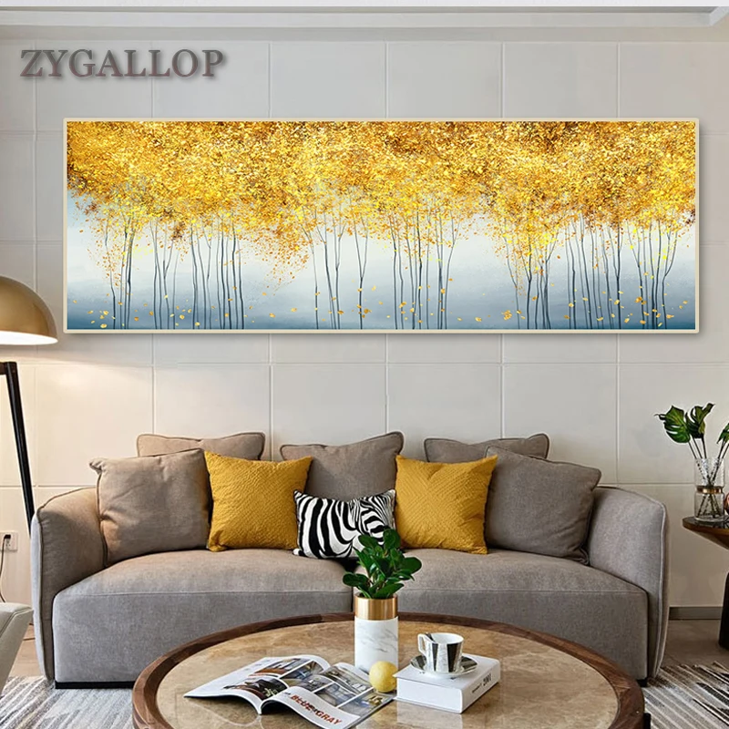 

Canvas Print Abstract Golden Forest Oil Painting Nordic Posters and Prints Modern Wall Art Decorative Pictures for Home Design
