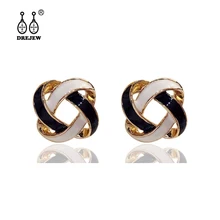 DREJEW модные черно-белые массивные серьги рождественские 925 Кристальные серьги-гвоздики для женщин Свадебные ювелирные изделия HE4611