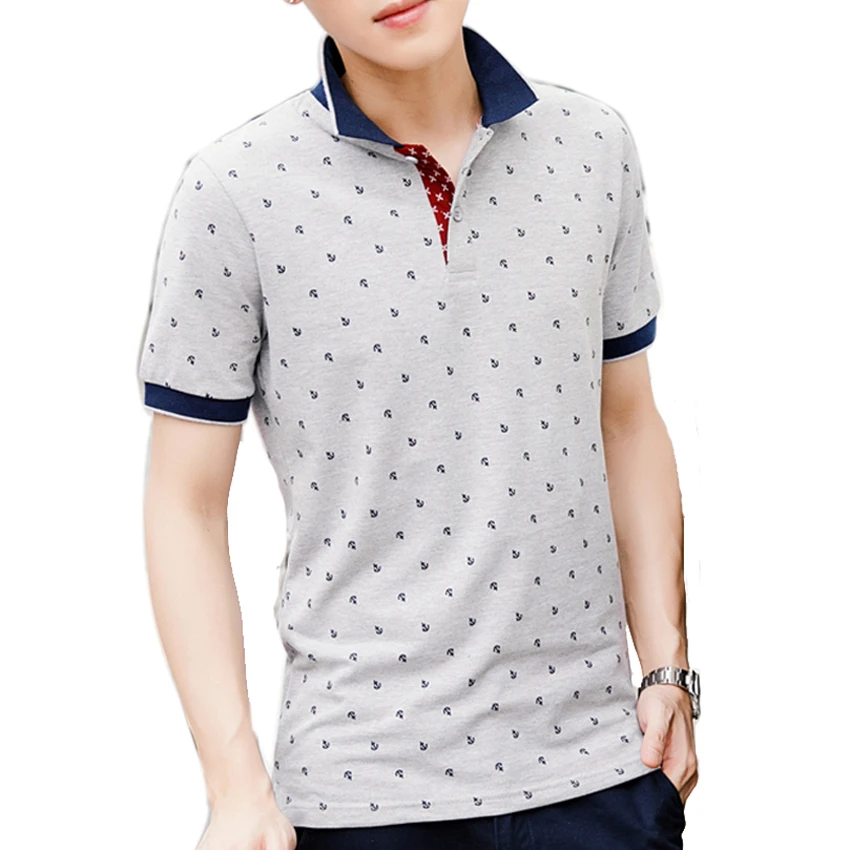 Men's Tops Summer Cotton Printed Shirts Brands Short Sleeve Camisas Stand Collar Male Shirt