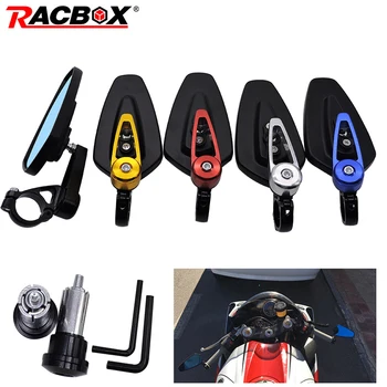 

1 Pair motorcycle bar end mirror Universal Aluminum Rear View Black Handle Side Rearview Mirrors handlebar end mirror for moto
