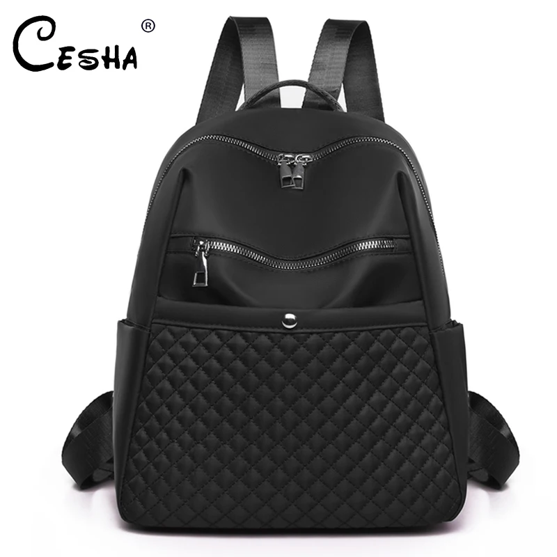 Travel Backpack Lattice-Design Oxford School Damond Waterproof Women Pretty-Style Durable