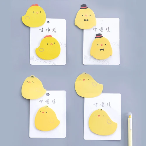 4 個かわいい漫画のひよこメモパッド付箋文房具ポストイットに注意プランナーメモ帳事務スクールサプライポータブル付箋 Aliexpress