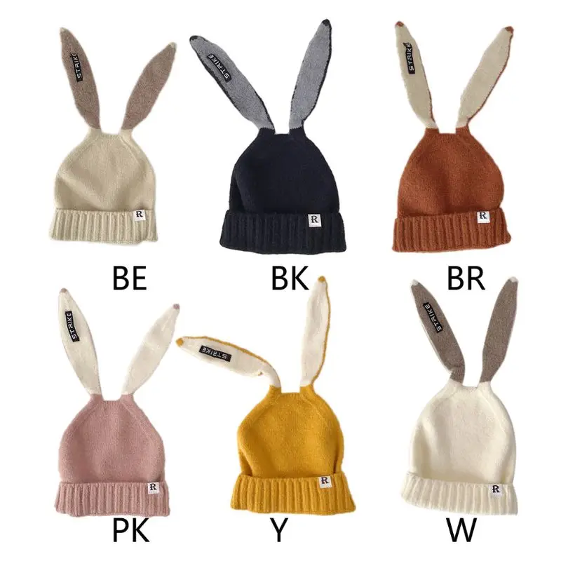 timberland skully Women Girls Knit Stretch Beanie Hat Cute Long Rabbit Ears Letters Warm Skull Cap timberland skully