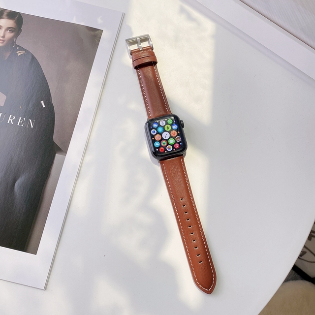 Genuine Leather Strap for Apple Watch Band 38mm 42mm 40mm 44mm SE7 6 5 Smooth Loop for Iwatch 4 3 2 1 41mm 45mm Bracelet