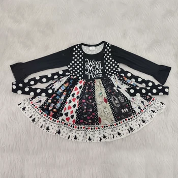 

Popular Design Casual Alice Twirl Kids Girls Dress Long Sleeve Princess Baby Kids Infant Dresses With Belt Cartoon Clothing