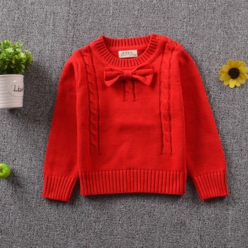

Chumhey 1-5T Baby girls sweater Spring Autumn Winter Thicken bebe girl knitted pullovers red grey kids clothing toddler clothes