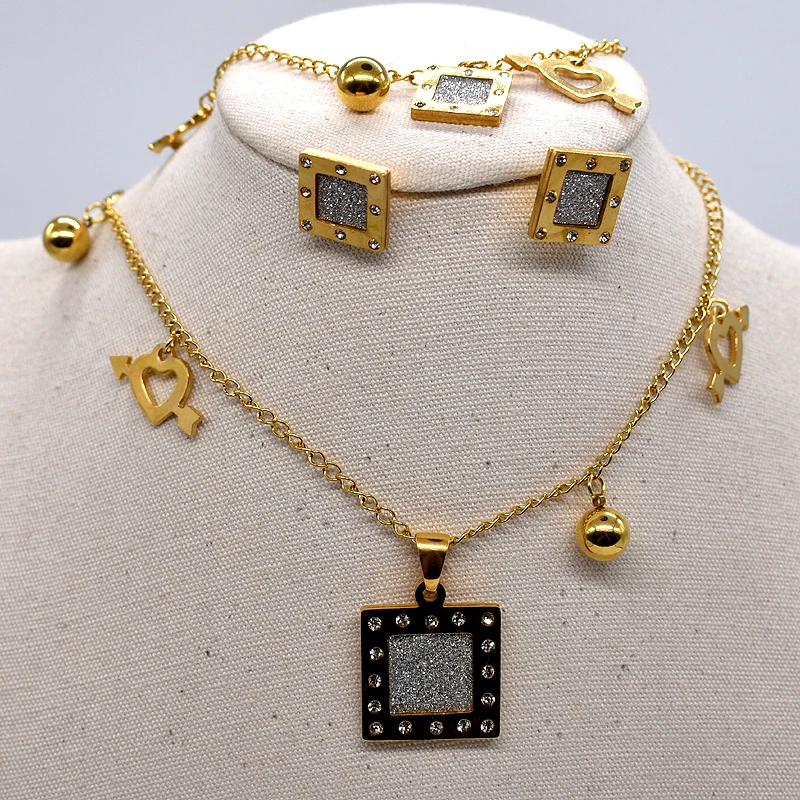 AMUMIU оптовая продажа женских подвесок ожерелья Серьги Браслет наборы обручальных