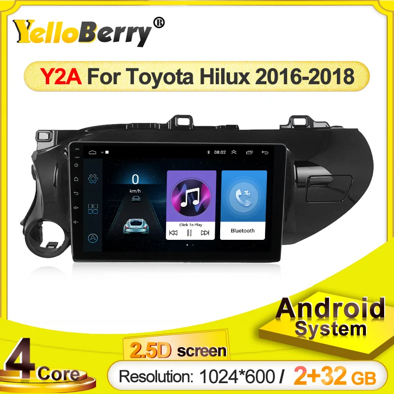 Автомобильный радиоприемник 2DIN на Android для Toyota Hilux Pick Up AN120 2015 2016 2017 2020 бортовой