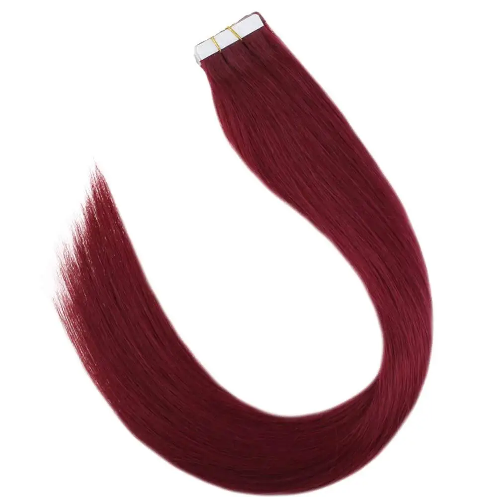 VeSunny ПУ лента на/лента в наращивание волос настоящие человеческие волосы темно-красный#530 машина сделано европейские волосы Remy 50гр
