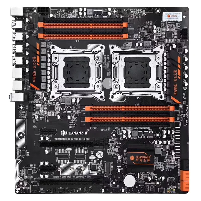 HUANANZHI X79 8D CPU LGA2011 LGA 2011 материнская плата с двойным процессором DDR3 подходит для