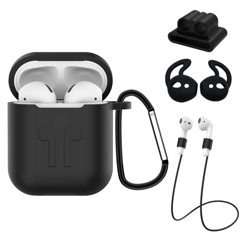 6 в i идеальный чехол для airpods 2 1 чехол противоударный для Apple Air pods 1 защитный чехол для наушников водонепроницаемый чехол s Аксессуары - Цвет: Black Set