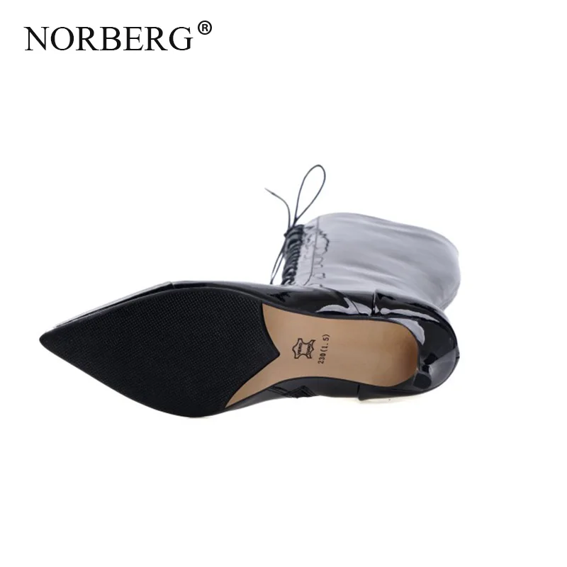 NORBERG/высокие женские сапоги из змеиной кожи Замшевые Сапоги выше колена на