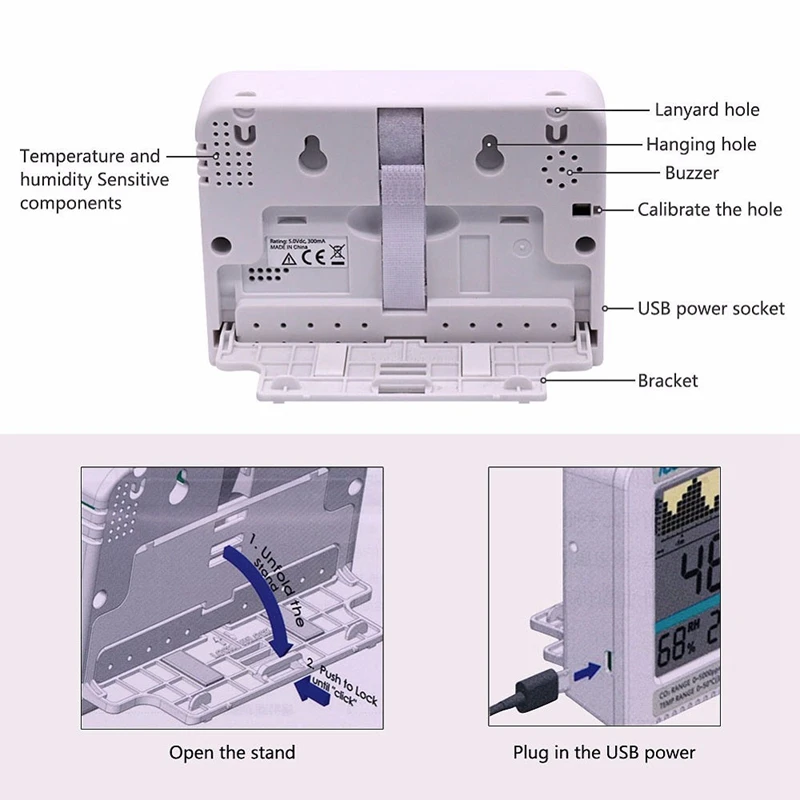 Us Plug Az7788A Co2 Gas Detector With Temperature And Humidity Test With Alarm Output Driver Built-In Relay Control Ventilatio
