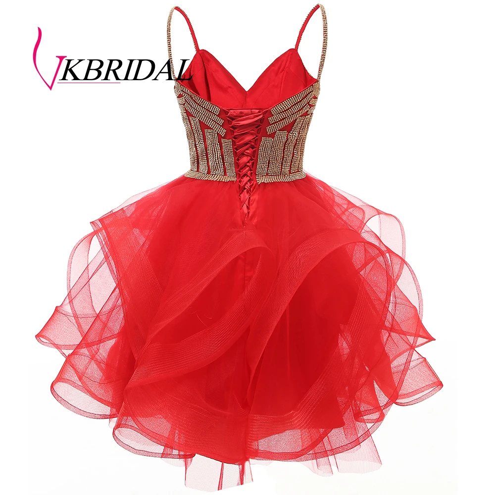 VKbridal блеск с кристаллами для платья для выпускного короткие для юниоров сладости 16 вечерние свадебные платья кружево на спине бальное платье из тюли для выпускников