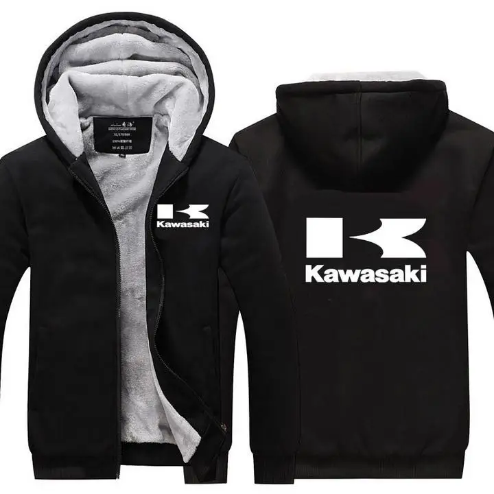 Зимнее пальто Kawasaki Moto белый логотип мужские повседневные толстые теплые толстовки мужская хлопковая куртка повседневные мотоциклетные гоночные толстовки cv - Цвет: Синий