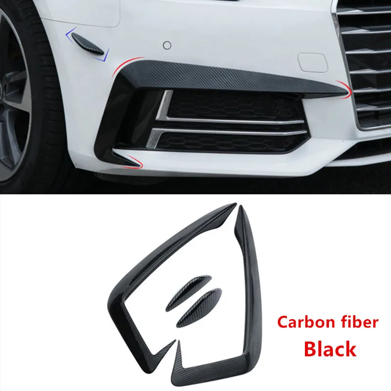 carbon fiber 4pcs Автомобильный Стайлинг для Audi A4 B9- передний бампер спойлер воздушный нож противотуманный чехол для фар наклейки из углеродного волокна внешние аксессуары - Цвет: carbon fiber 4pcs