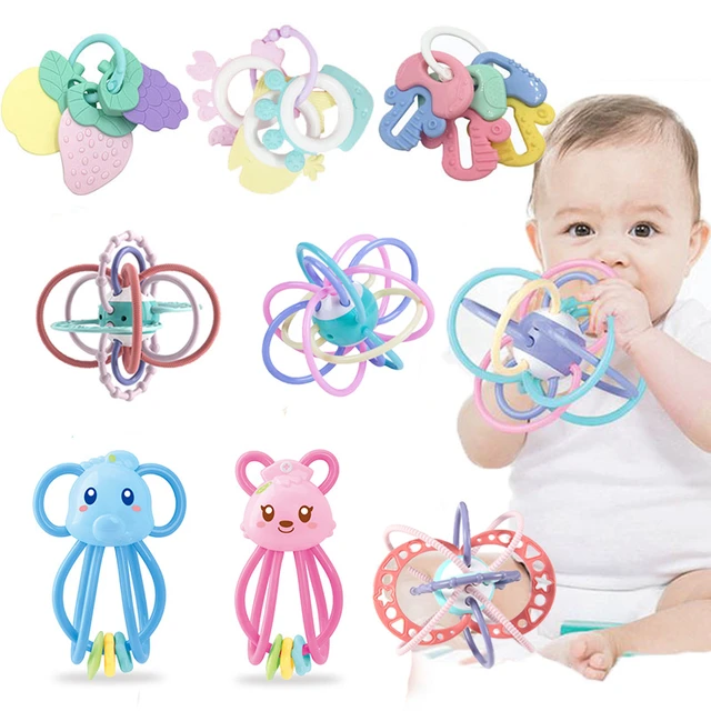 Sonajero Mordedor Juguetes Para Bebés, Juegos Sensoriales Para El  Desarrollo Del Bebé, Mordedor Para Recién Nacidos, Sonajeros Para Bebés De  0 A 12 Meses - Sonajeros - AliExpress