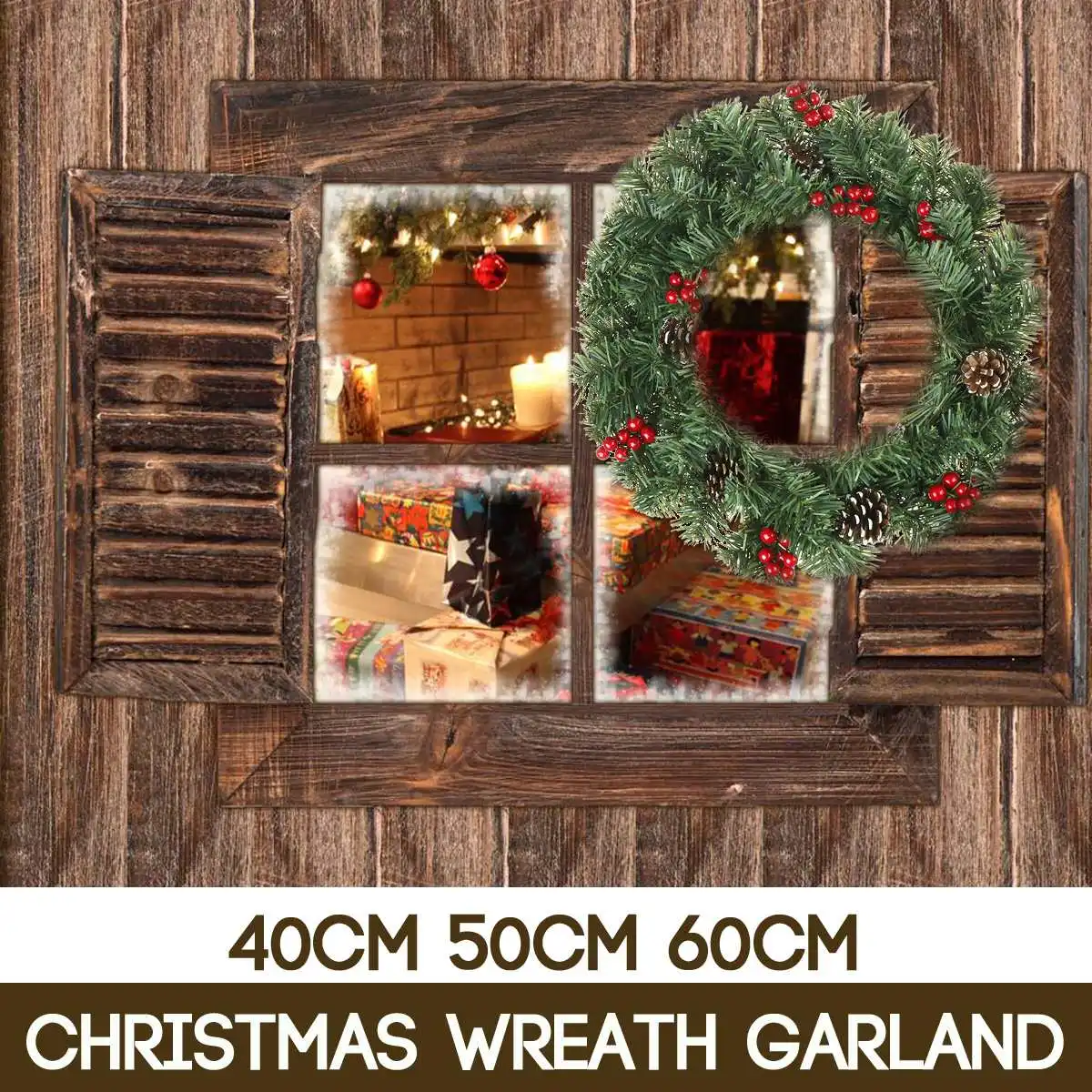 

40cm/50cm/60cm Christmas Wreath Handmade Rattan Pendant Garland Shopping Mall Christmas Tree Door Decoration Wreath