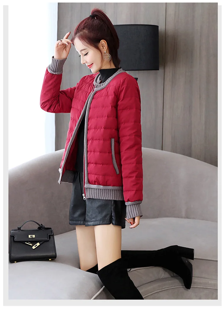 Versitile Fashion Loose Comfortable Elastic Band Hem Winter Long Sleeve Short down Jacket Zipper