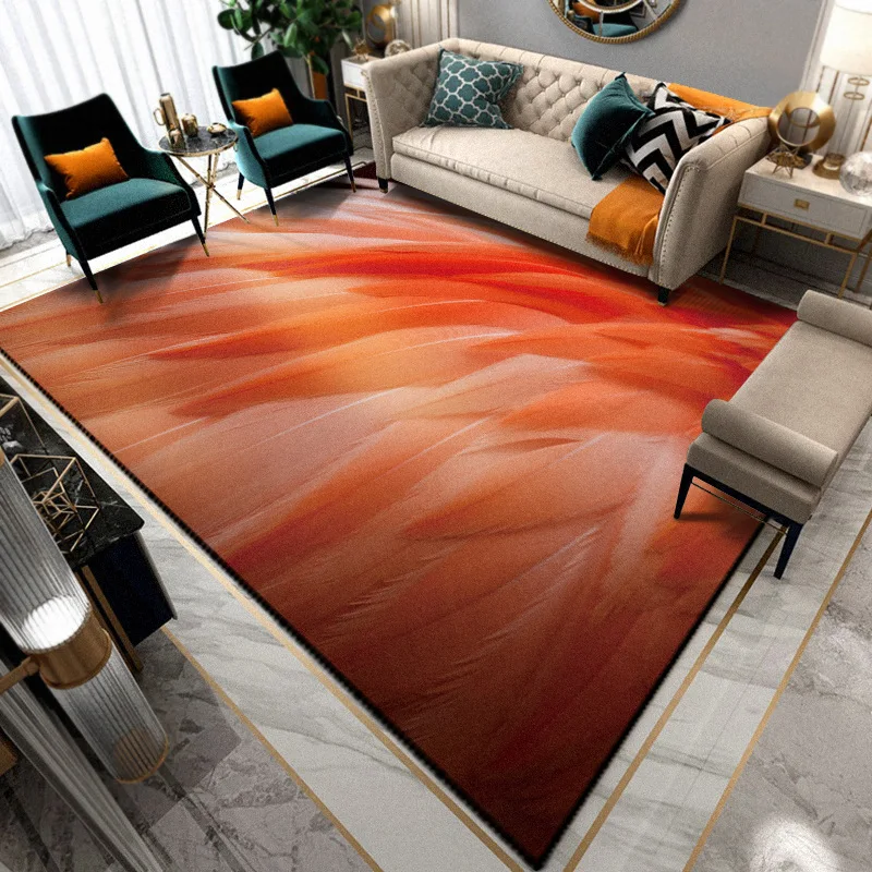 1 Gold velvet printed carpet Thickened non-slip animal feather peacock pad rectangular living room bedroom decorative rug - Цвет: 1