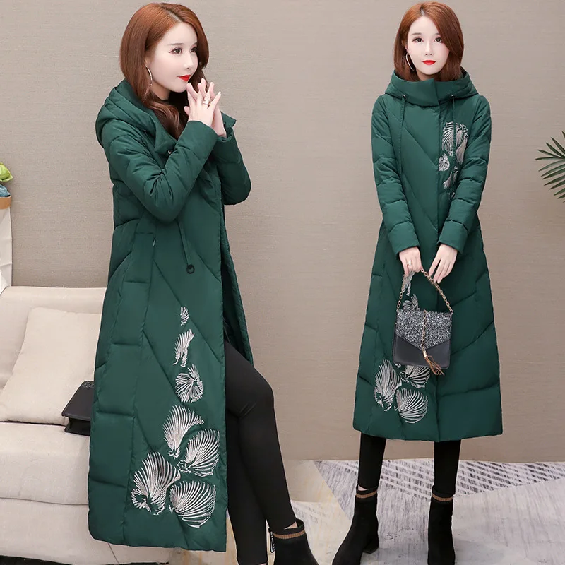 

Embroidery Mid-length Fashion Cotton Overcoat Women's 2019 Winter New Style Korean-style Slim Fit Elegant Nobility down Jacket C