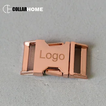 

200pcs Engrave logo ID metal side clasp buckle 25mm snap hook for DIY dog collar paracord accessories top quality flat hardware