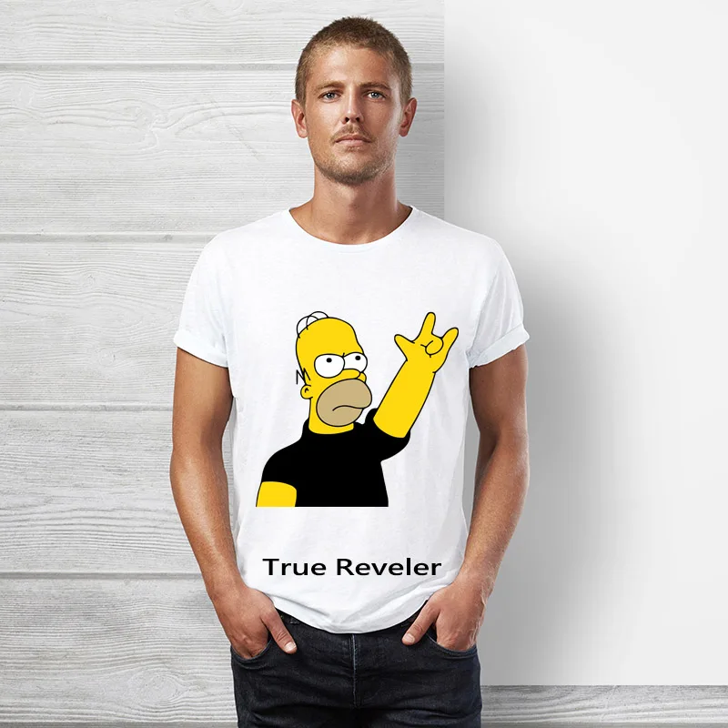 Homer simpson Футболка мужская короткий рукав хип хоп мультфильм Топы футболка Летняя забавная Милая Симпсон Женская футболка - Цвет: S16