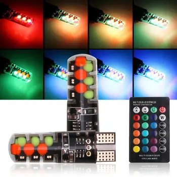 

2Pcs T10 RGB COB LED Car Gradient Remote Control Flashing Light Clearance Lamp for engineering truck motorcycle scoote trailer