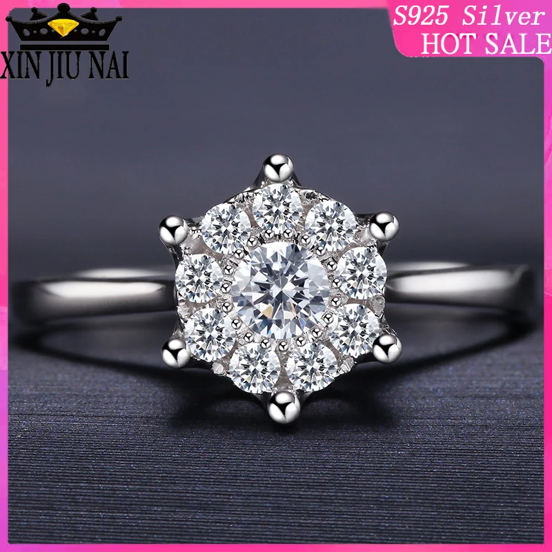 925 sterling silver Retro daisy flower head diamond ring female carat refers custom 18K white gold luxury wedding | Украшения и