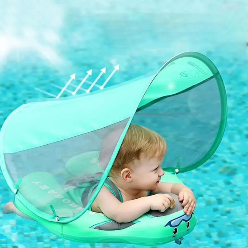 Детское безопасное Надувное лежа кольцо с солнцезащитным козырьком плавательный круг бассейн, предназначенный для