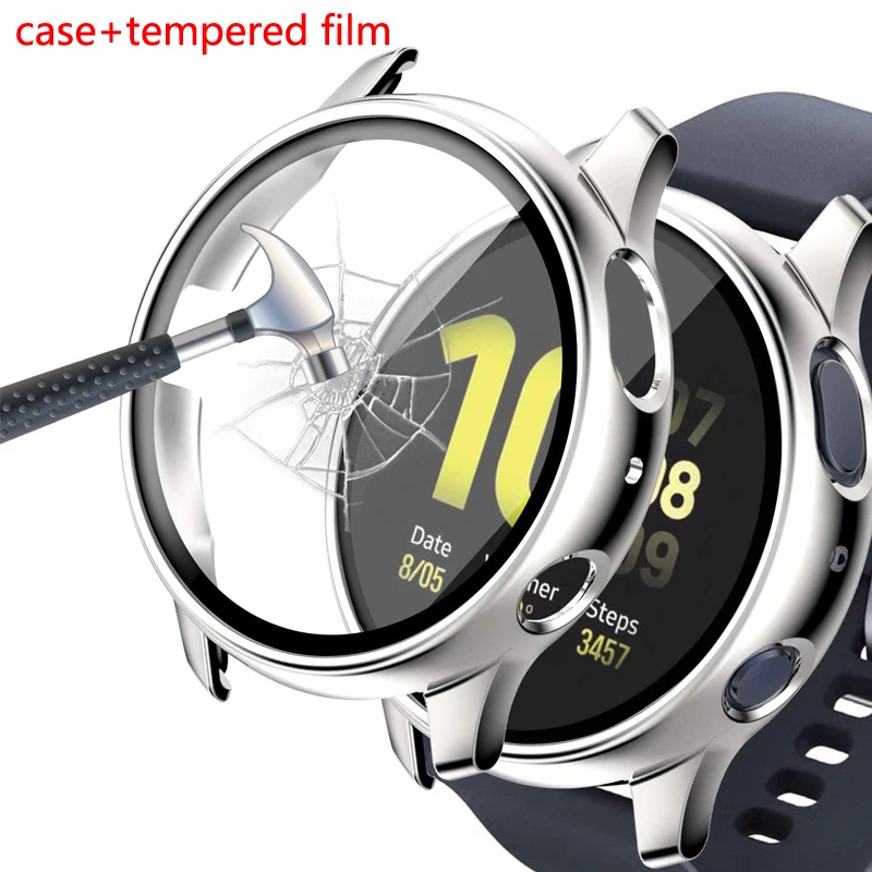 

Glass+Case For Samsung Galaxy watch active 2 44mm/40mm All-Around cover bumper+Screen Protector watch active2 accessories