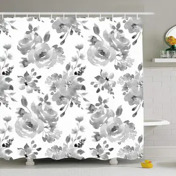 

Shower Curtain Set with Hooks 72x78 Abstract Nice Watercolor Summer Pattern Blossom Yellow Blue Nature Rose Textures Spring