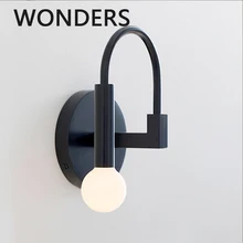 

Nordic Creative Rotatable Iron wall lamp New LED hot bending adjustable бра to home decoration salon Black room decor wall light
