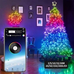 LED String Light Christmas Bluetooth App Control String Lights Lamp Waterproof Outdoor Fairy Lights Christmas Tree Decoration