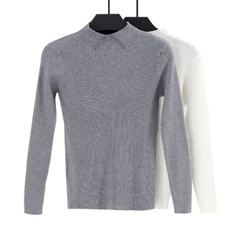 

Autumn Winter Half Turtleneck Sweater Women 2019 Solid Ladeis Knitted Sweater For Women Spring Slim Pullover Women