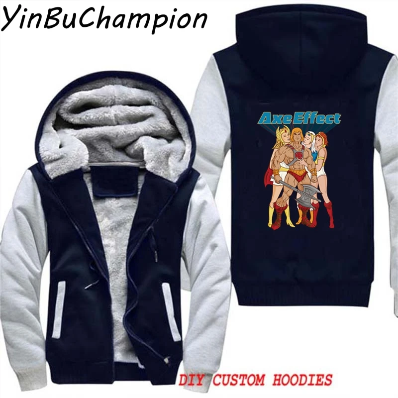 He-Man и The Masters Of The Universe Skeletor, зимняя куртка, мужские флисовые толстовки, мужские плотные толстовки, пальто размера плюс, 5XL - Цвет: Серебристый