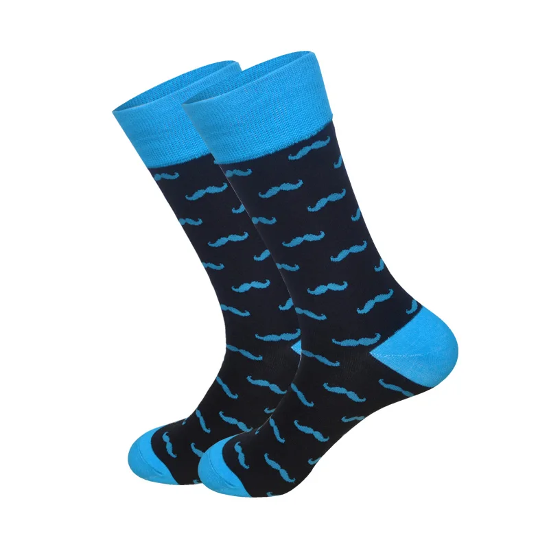 Downstairs Trend Men Socks Pizza Moustache Mushroom Hip Hop Spring Summer Crew Happy Socks 21 Colors Gifts for Men - Цвет: Moustache
