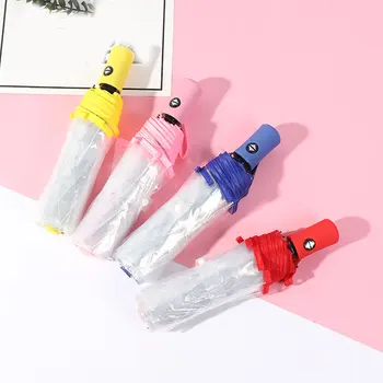 

Creative fully Automatic Transparent Umbrella Color handle three folding umbrella for men and women Household Rain Gear