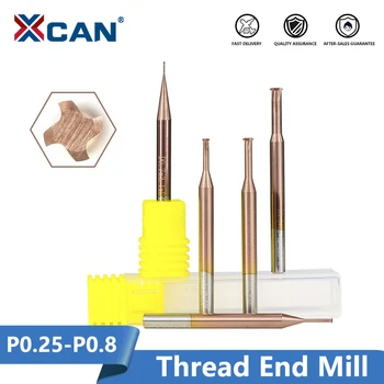 

XCAN 1pc TiCN Coating Thread End Mill P0.25-P0.8 Single Thread Router Bit Tungsten Carbide Milling Cutter