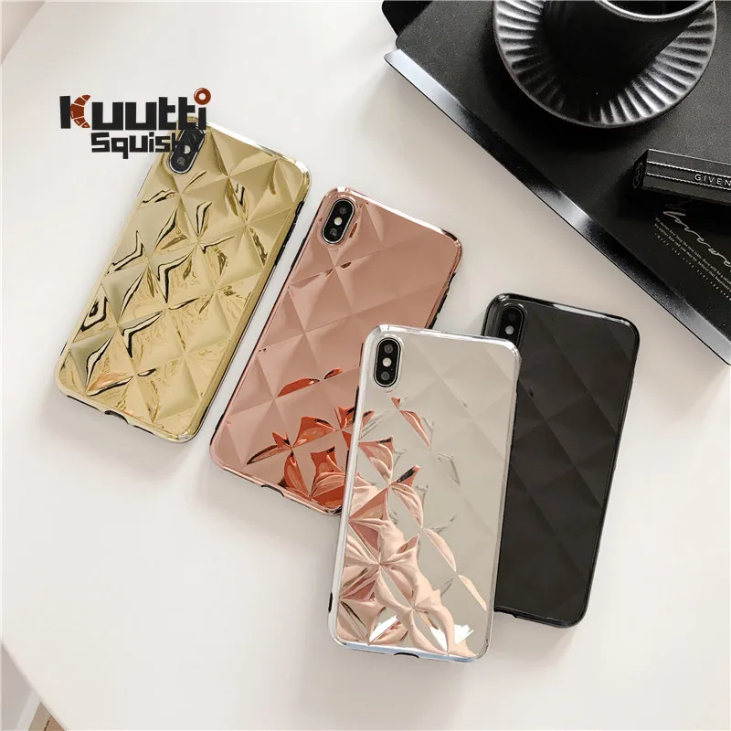 Kuutti мягкий женский золотой черный цвет ромб чехол для телефона iphone 6S 7 8 Plus X XR XS Max