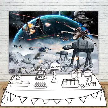 

Star Wars Theme Birthday Party Backdrop Universe Wars Photo Background For Boy Teens Child Party Cake Table Decoration Banner