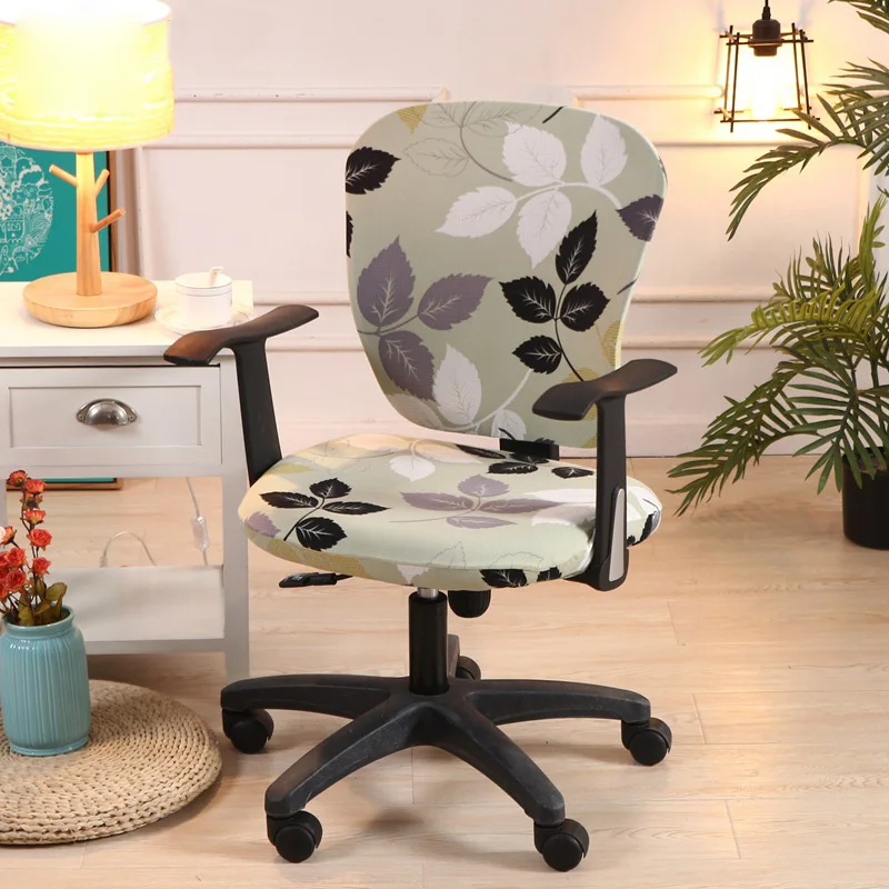 

Printed Computer Chair Cover Set Elastic Split Chair Cover Home Office HUG-Deals