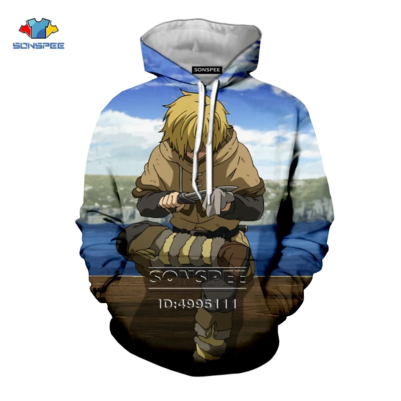 SONSPEE с 3D принтом для мужчин и женщин аниме Vinland Saga Thorfinn Manga Comics Harajuku толстовки с капюшоном толстовки повседневные с длинным рукавом