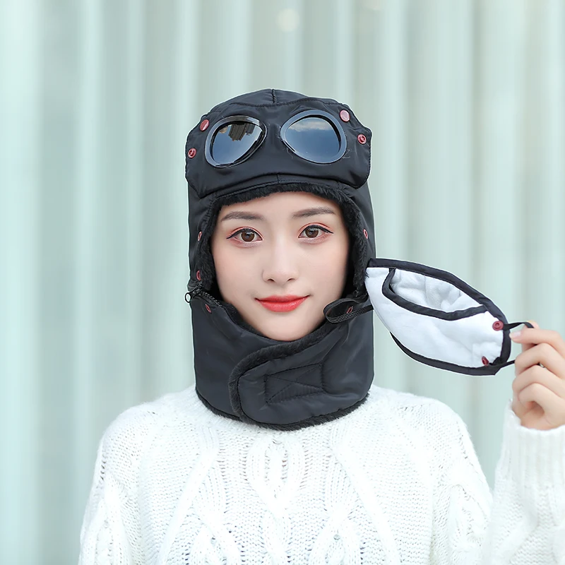 Skullies Beanies Winter werm Hat Scarf For Men Knitted Hat Women Mask Thick Balaclava Earflap Wool Bonnet Male Beanie Hats Cap - 4