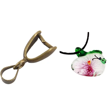 

26 Pcs Jewelry Accessories: 1 Pcs Heart With Flower Ladybug Glass Beaded Necklace & 25 Pcs Bronze Pinch Clip Bail Beads