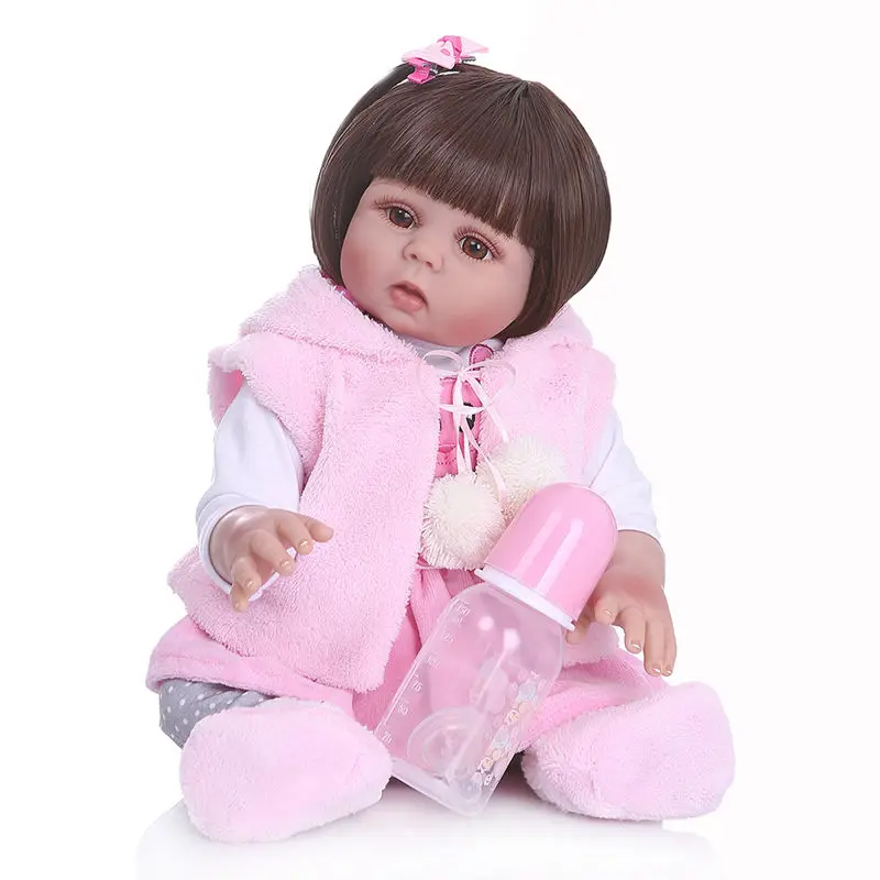 48 см bebe кукла новорожденная девочка в розовом кроличьем платье мягкий