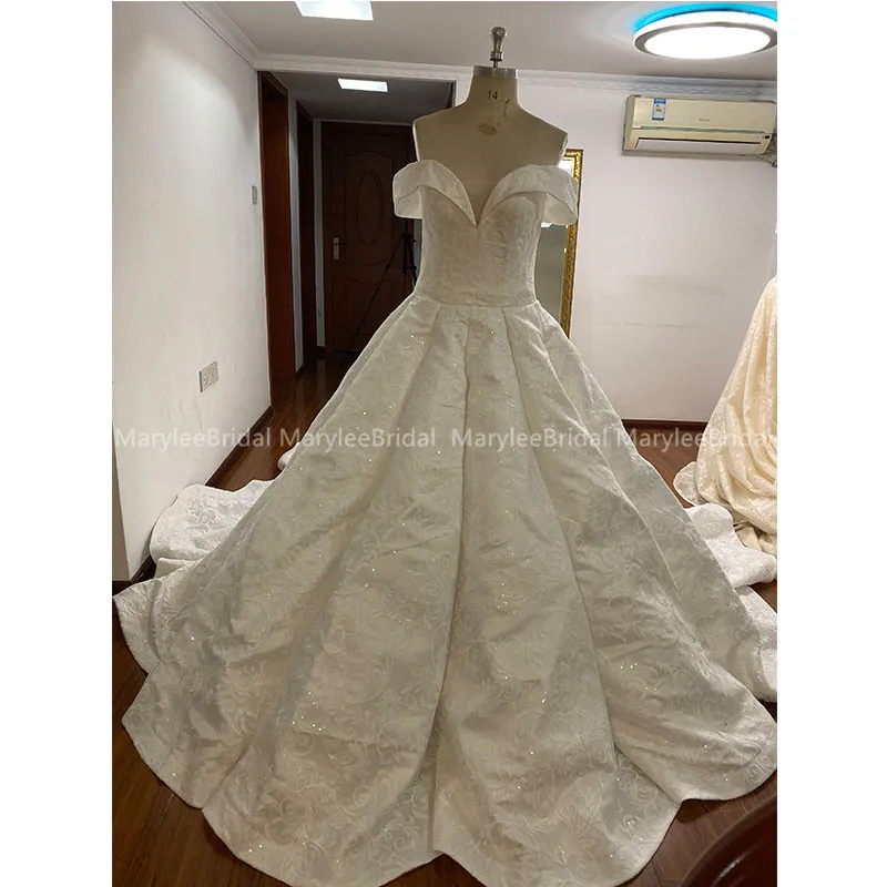 Vestidos De Novia Новое роскошное Мехико свадебное платье с открытыми плечами кружевное цветочное Сверкающее свадебное платье с королевским шлейфом robe de mariee