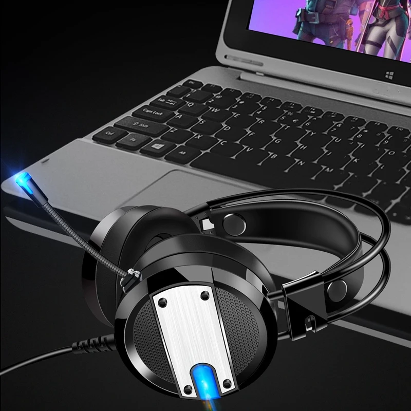 Wired Gamer Headset Deep Bass Gaming Headphones with Microphone LED Light for PC Laptop Computer